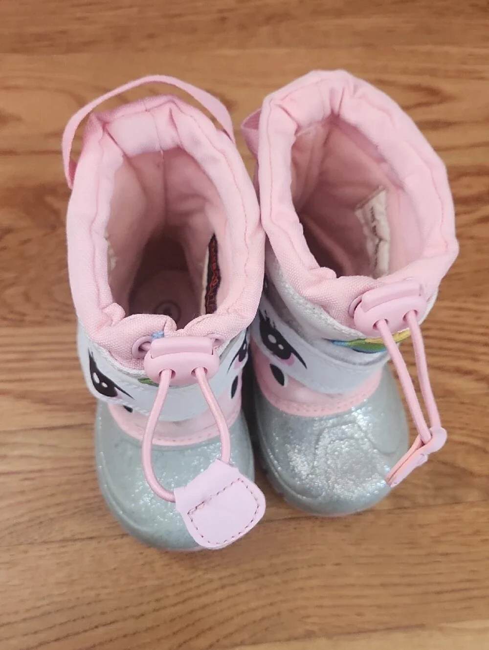 Cat & Jack Pink Unicorn Glitter Rain & Snow Boots with Rainbow Ears